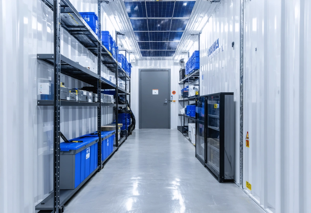 Climate-controlled storage container interior with temperature controls and ventilation