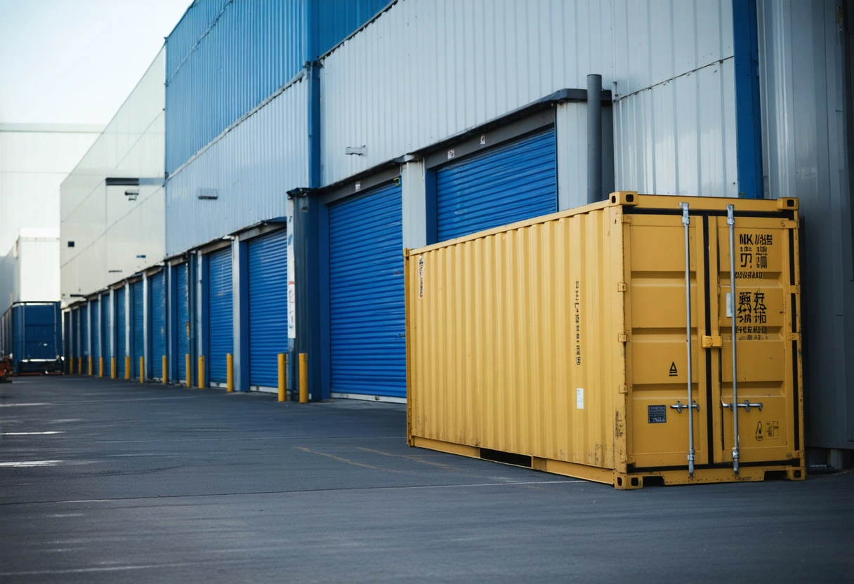 Person with clipboard beside open storage container, illustrating convenience