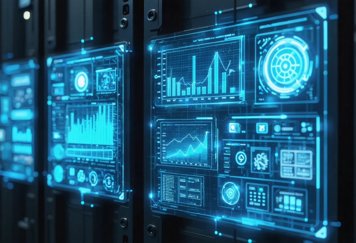 High-tech site with smart storage container; manager checks data on tablet