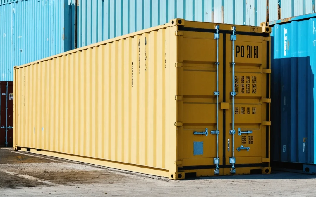 Sturdy steel storage container outdoors, highlighting durability and weather resistance for secure on-site storage.